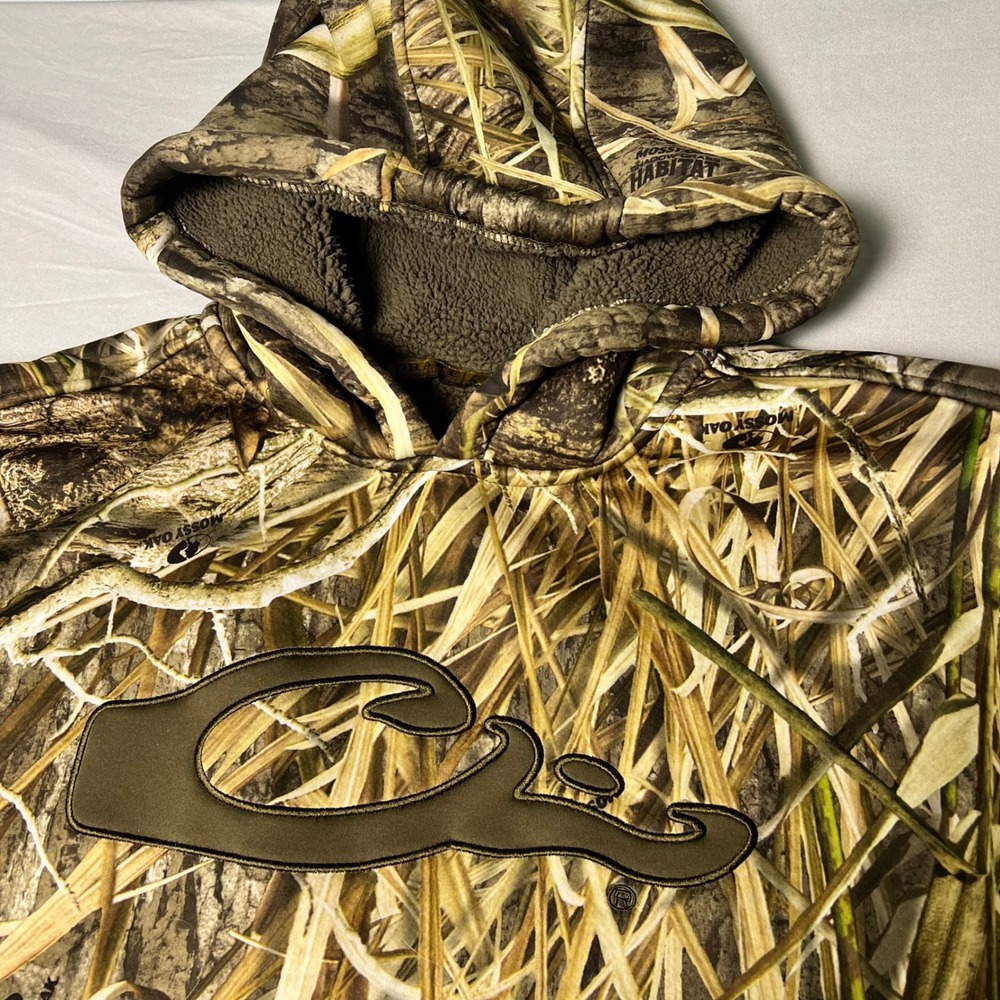 Drake Waterfowl Mossy Oak Habitat Camo Sherpa Lined Hoodie DW2880 Mens Large